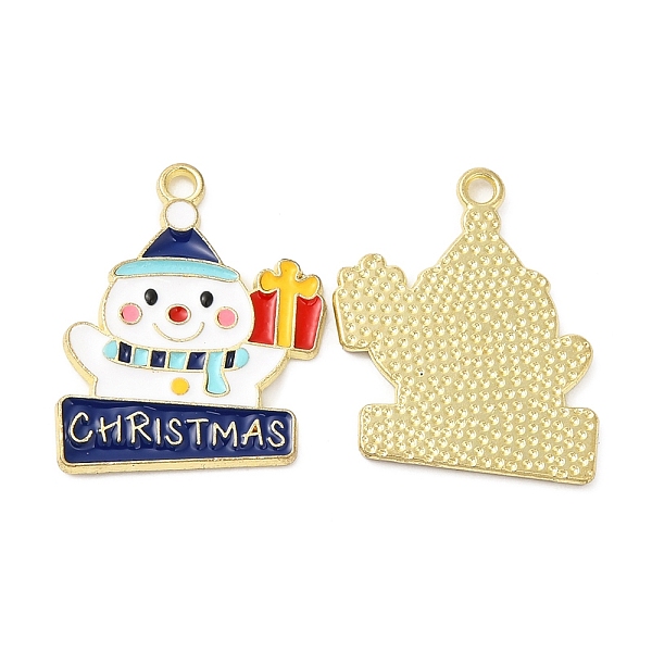 

PandaHall Christmas Alloy Enamel Pendants, Golden, Snowman, 20.5x16x1mm, Hole: 1.6mm Alloy+Enamel Snowman
