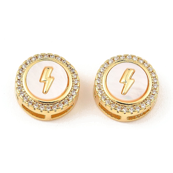 

PandaHall Brass Micro Pave Clear Cubic Zirconia Slide Charms, with Shell, Long-Lasting Plated, Lead Free & Cadmium Free, Real 18K Gold...