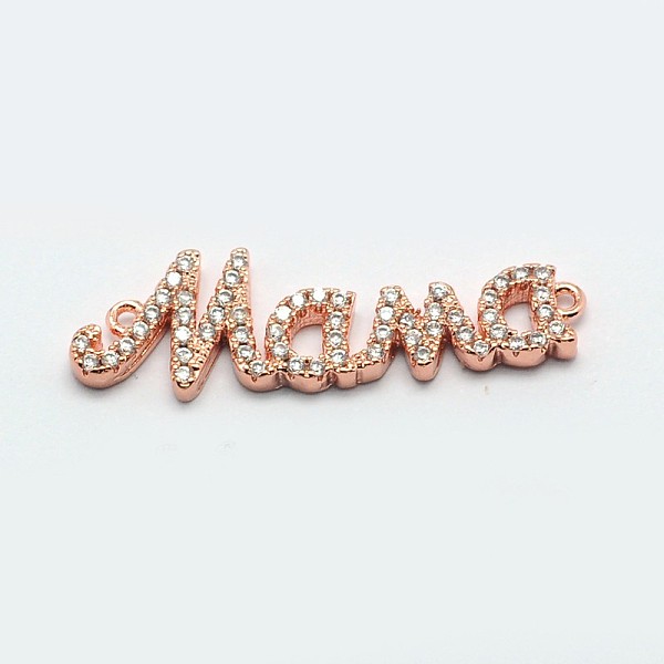 

PandaHall Word Mama Brass Micro Pave Cubic Zirconia Links, For Mother's Day Jewelry Making, Cadmium Free & Nickel Free & Lead Free, Rose...