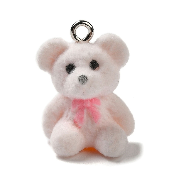 

PandaHall Opaque Resin Pendants, Flocky Bear Charms with Platinum Plated Iron Loops, White, 21.5x15.5x11.5mm, Hole: 2mm Iron+Resin Bear...