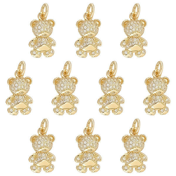 

PandaHall SUNNYCLUE Brass Micro Pave Clear Cubic Zirconia Pendants, Long-Lasting Plated, Bear, Real 18K Gold Plated, 14.5x9x3mm, Hole: 3.5mm...