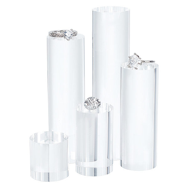 

PandaHall BENECREAT 5Pcs 5 Styles Clear Acrylic Display Cube 1.2/ 1.9/ 3.1/ 3.9/ 4.7 Inch Transparent Solid Cylinder Display Blocks for...