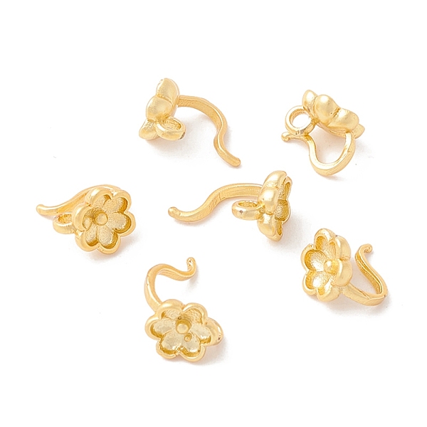 

PandaHall Rack Plating Brass S Hook Clasps, Long-Lasting Plated, Lead Free & Cadmium Free, Flower, Matte Gold Color, 6x6.5mm, Hole: 1.6mm...