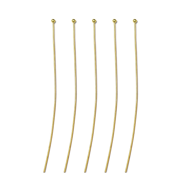 

PandaHall Brass Ball Head Pins, Golden, 70x0.6mm, 22 Gauge, Head: 1. 5mm, about 112pcs/20g Brass