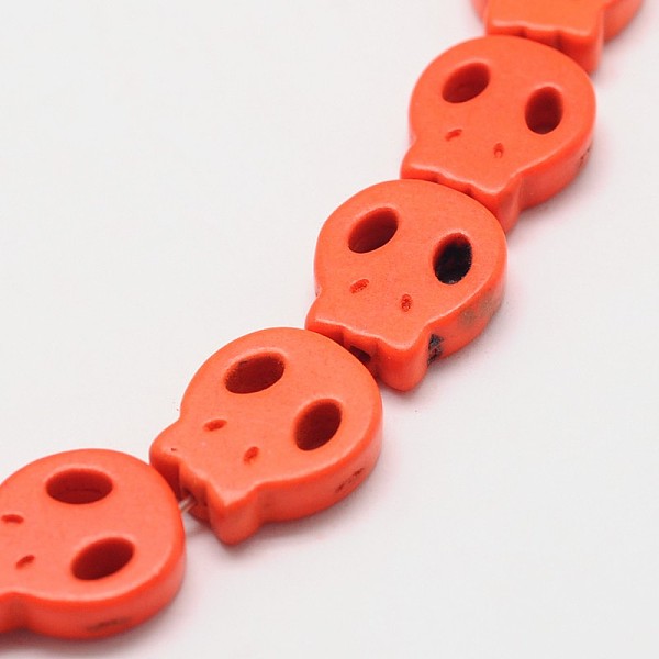 

PandaHall Skull Synthetic Turquoise Beads Strands, Dyed, Orange, 15x13x4mm, Hole: 1mm, about 27pcs/strand, 15.7 inch Synthetic Turquoise...
