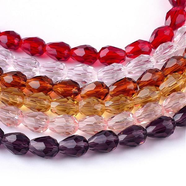

PandaHall Transparent Glass Bead Strands, Faceted Teardrop, Mixed Color, 8x6mm, Hole: 1mm, about 65pcs/strand, 17.99 inch(45.7cm) Glass..., Multicolor