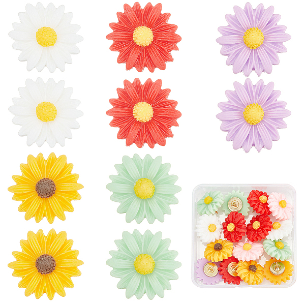 PandaHall Iron Map Pins, Resin Daisy Drawing Push Pins, Mixed Color, 22.5x10mm, Pin: 1.4mm, 15pcs/box Iron Flower Multicolor PandaHall Iron Map Pins, Resin Daisy Drawing Push Pins, Mixed Color, 22.5x10mm, Pin: 1.4mm, 15pcs/box Iron Flower Multicolor