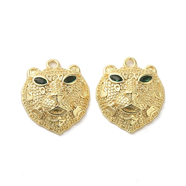 

PandaHall Brass Micro Pave Green Cubic Zirconia Pendants, Leopard Head, Real 18K Gold Plated, 17x14.5x5.5mm, Hole: 1.5mm Brass+Cubic...