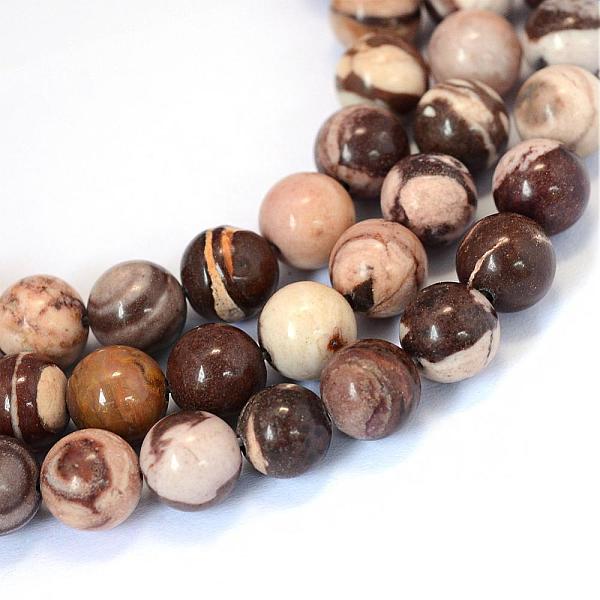 

PandaHall Natural Zebra Jasper Round Bead Strands, 10~10.5mm, Hole: 1.2mm, about 36pcs/strand, 15.5 inch Zebra Jasper Round