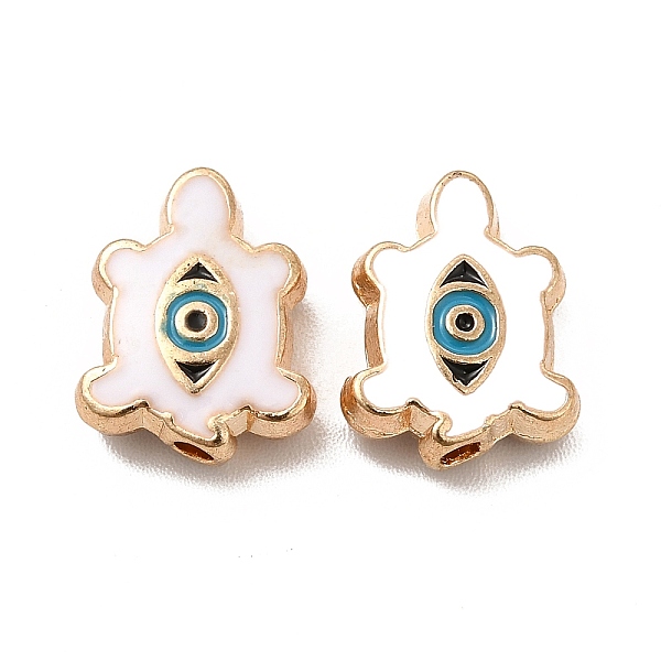 

PandaHall Alloy Enamel Beads, Tortoise with Evil Eye, Golden, White, 12.5x10x4mm, Hole: 1.5mm Alloy+Enamel Tortoise White