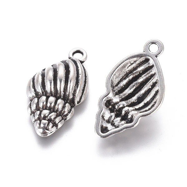 

PandaHall Tibetan Style Pendants, Trumpet Shell, Antique Silver, Cadmium Free & Lead Free, 25.5x13x5.5mm, Hole:2mm Alloy Shell Shape
