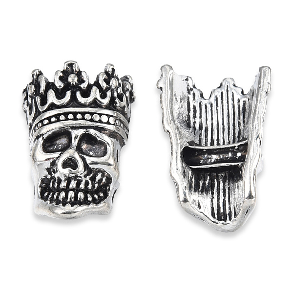

PandaHall Tibetan Style Alloy Beads, Cadmium Free & Lead Free, Skull with Crown, Antique Silver, 16x11x5.5mm, Hole: 1.8mm, about...