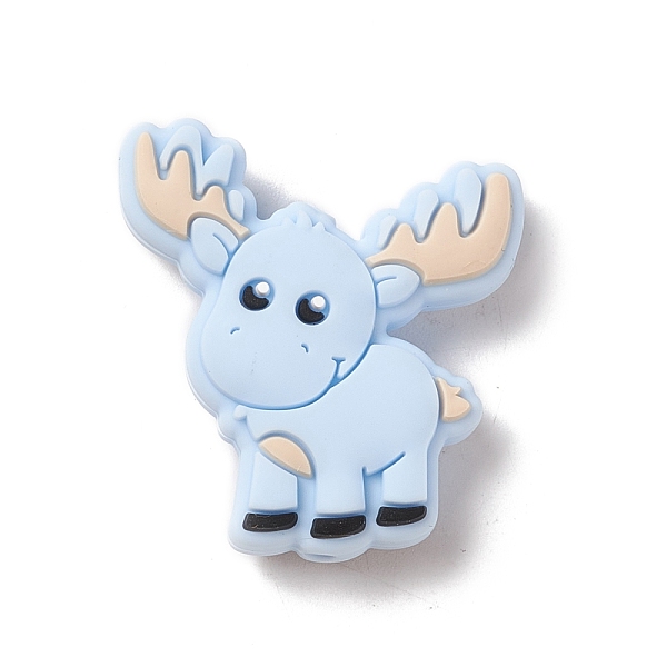 

PandaHall Silicone Focal Beads, Deer, Light Sky Blue, 32x29x9.5mm, Hole: 3mm Silicone Deer