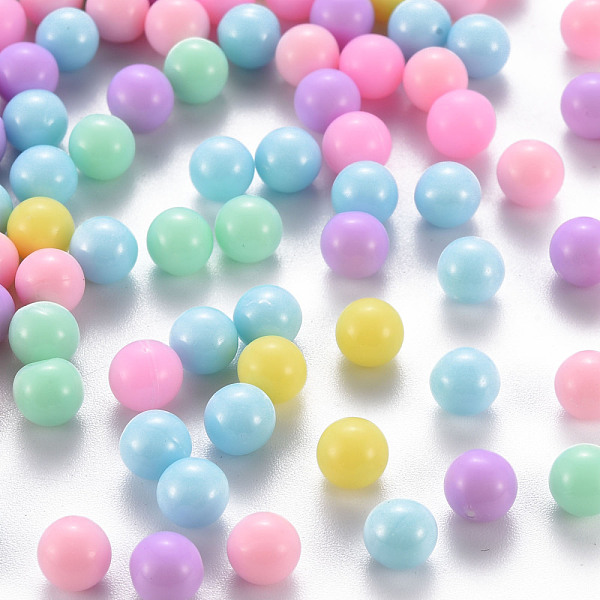 

PandaHall Opaque Acrylic Beads, No Hole, Round, Mixed Color, 6mm, about 390pcs/50g Acrylic Round Multicolor