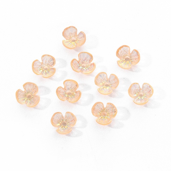 

PandaHall Electroplated 3-petal Flower Resin Cabochons, Nail Art Decoration Accessories, Goldenrod, 6x6.5x2.5mm, Hole: 1mm, 10pc/bag Resin..., Gold