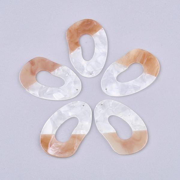 

PandaHall Cellulose Acetate(Resin) Big Pendants, Two-tone, WhiteSmoke, 56x35.5x2.5mm, Hole: 1.5mm Cellulose Acetate Others White