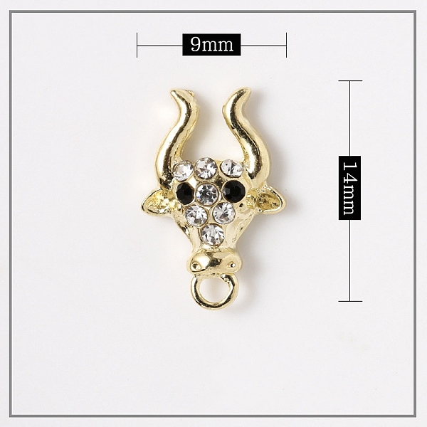 

PandaHall Alloy Cabochons, Nail Art Decoration Accessories, with Glass Rhinestones, Light Gold, Cow, Crystal, 14x9.5x4mm, Hole: 1.4mm..., Clear