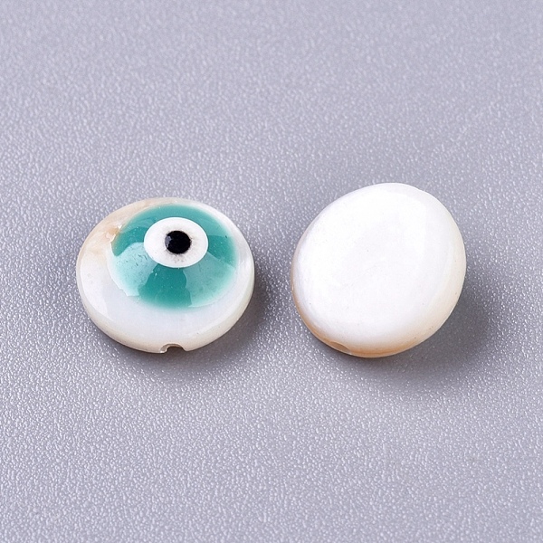 

PandaHall Natural Freshwater Shell Beads, Evil Eye, Turquoise, 8.5~9x4mm, Hole: 1mm Freshwater Shell Eye Green