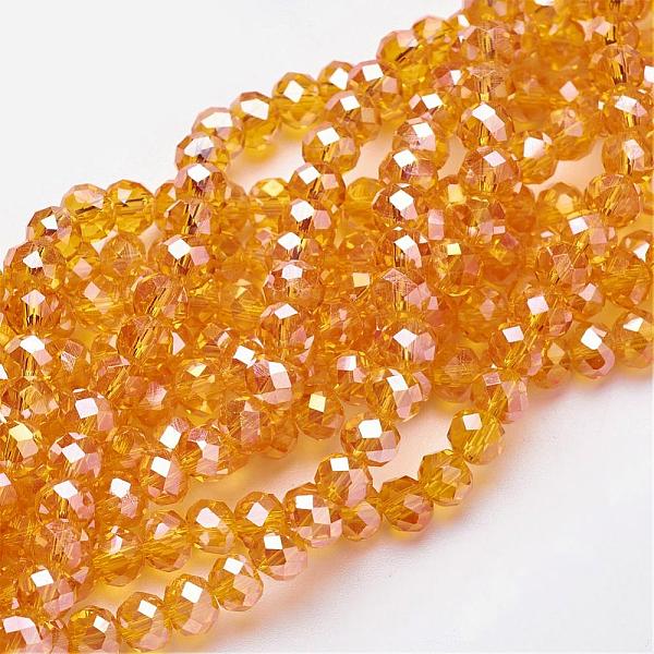 

PandaHall Electroplate Glass Beads Strands, AB Color Plated, Faceted, Rondelle, Orange, 6x4mm, Hole: 1mm, about 85~88pcs/strand, 16.1~16.5...