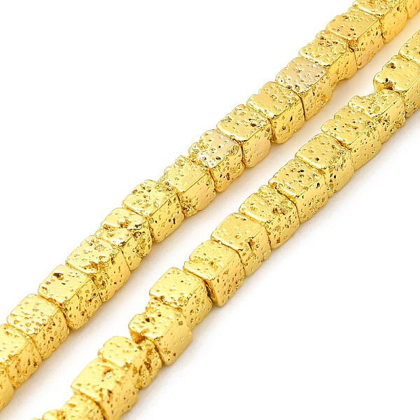 

PandaHall Natural Lava Rock Beads Strands, Cube, Golden Plated, 4.5~4.7x4.5~4.7x4.5~4.7mm, Hole: 1mm, about 90~92pcs/strand, 17.32''(44cm)...