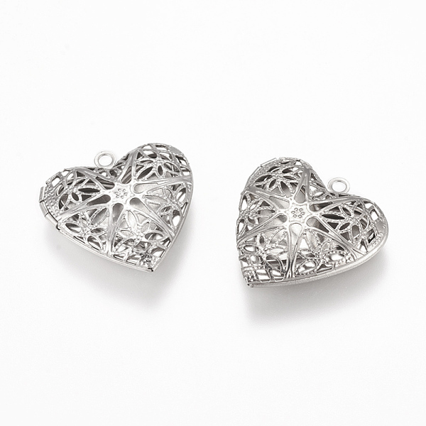

PandaHall 316 Stainless Steel Diffuser Locket Pendants, Photo Frame Charms for Necklaces, Heart, Stainless Steel Color, 26x25.5x7mm, Hole...