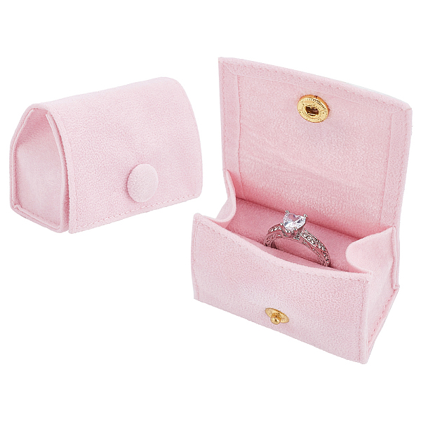 2pcs Pearl Pink Microfiber Ring Pouch Mini Jewelry Bags with Snap Button Portable Ring Storage Bags Button Bags Jewelry Gift Packaging Bags for Earrings Bracelets Pendant Necklaces Brooches