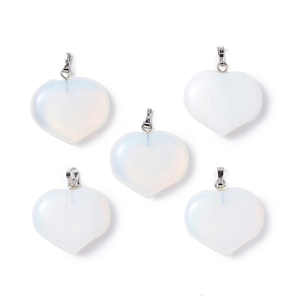 

PandaHall Opalite Pendants, Heart Charms, with Platinum Tone Brass Findings, 23.5x25x8.5mm, Hole: 5x3.5mm Opalite Heart