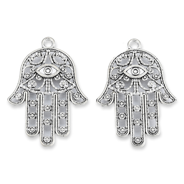 

PandaHall Tibetan Style Alloy Cabochon Setting for Enamel, Cadmium Free & Lead Free, Hamsa Hand/Hand of Miriam, Antique Silver, 33x23x2mm...
