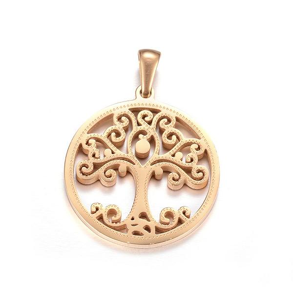 

PandaHall Ion Plating(IP) 304 Stainless Steel Pendants, Flat Round with Tree of Life, Golden, 27.5x25x2mm, Hole: 7x3mm 304 Stainless Steel...
