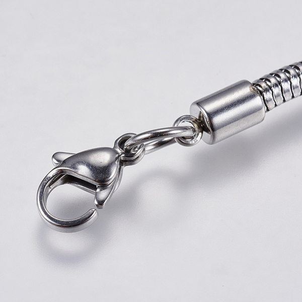 

PandaHall 304 Stainless Steel Round Snake Chain Bracelet Making, with Lobster Claw Clasps, Stainless Steel Color, 6-1/2 inch(16.5cm), 3mm...