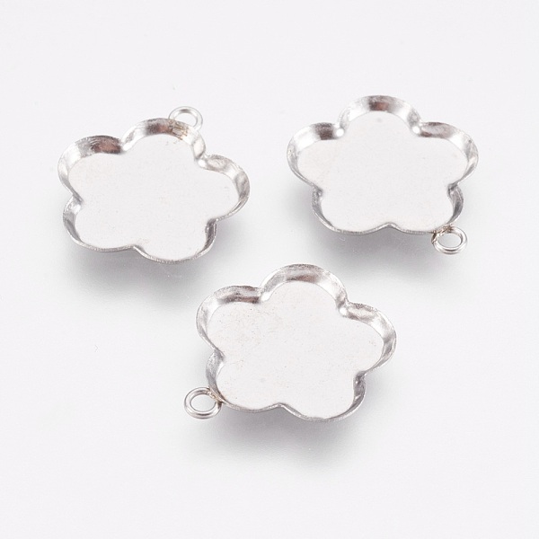 

PandaHall 304 Stainless Steel Pendant Cabochon Settings, Plain Edge Bezel Cups, Flower, Stainless Steel Color, Tray: 15mm, 18x16x1.5mm, Hole...