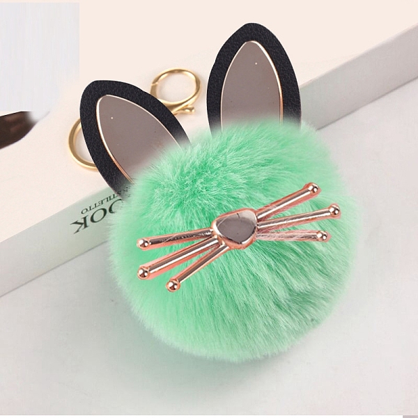 

PandaHall Faux Fur Cat Pendant Keychain, Cute Kitten Golden Tone Alloy Key Ring Ornament, Medium Spring Green, 15x8cm Alloy Cat Shape