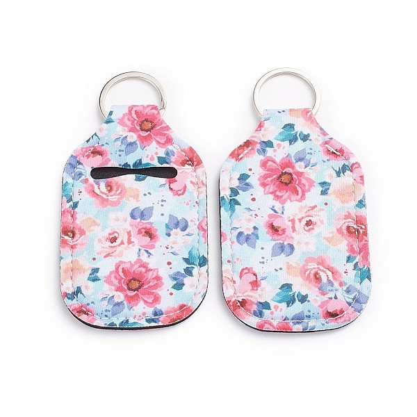 PandaHall Hand Sanitizer Keychain Holder, for Shampoo Lotion Soap Perfume and Liquids Travel Containers, Colorful, Flower Pattern...