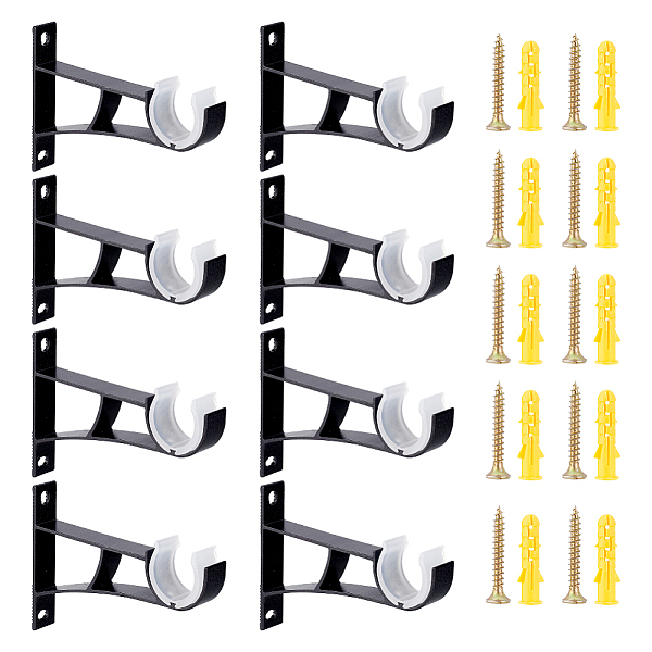 

PandaHall Aluminum Alloy Curtain Rod Support Sets, Curtain Rod Wall Bracket, with Screw & Anchor Plug, Black, 10.9x7.8x1.5cm, Inner Diameter...