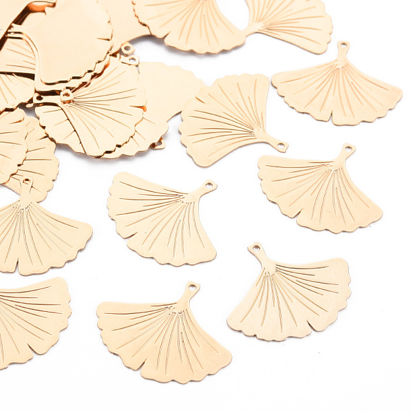 

PandaHall Brass Pendants, Ginkgo Leaf Charms, Light Gold, 19x22x0.3mm, Hole: 1mm Brass Leaf