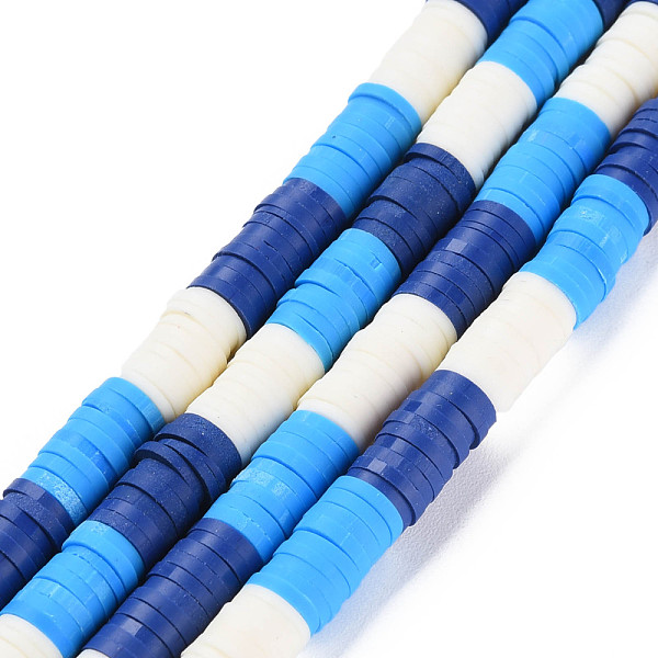 

PandaHall Fixed 3 Color Handmade Polymer Clay Bead Strands, Heishi Beads, Disc/Flat Round, Dark Blue & Deep Sky Blue & White, 6x0.3~1.5mm..., Multicolor