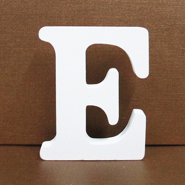 

PandaHall Letter Wooden Ornaments, for Home Wedding Decoration Shooting Props, Letter.E, 100x100x15mm Wood Letter E White