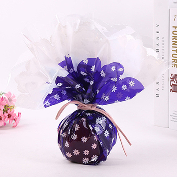 

PandaHall Oriented Polypropylene(OPP) Plastic Gift Wrapping Paper, Christmas Theme, for Apple, Candy, Flat Round with Flower Pattern, Indigo..., Purple