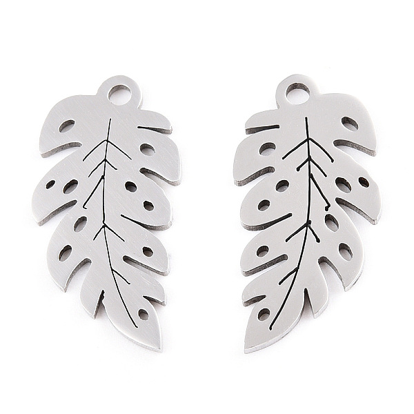 

PandaHall 201 Stainless Steel Pendants, Leaf Charm, Stainless Steel Color, 21x10.5x1mm, Hole: 1.5mm 201 Stainless Steel Leaf