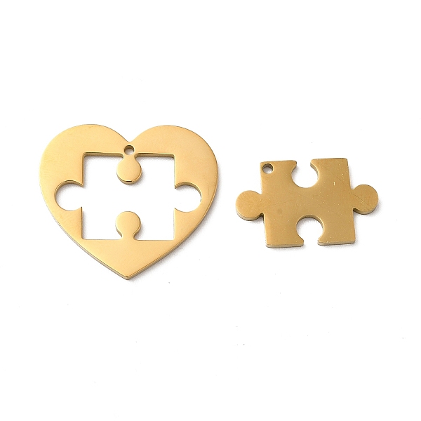 

PandaHall Ion Plating(IP) 304 Stainless Steel Split Pendants, Heart and Puzzle Charm, Real 18K Gold Plated, 25x28x1.5mm, Hole: 1.5mm 304...