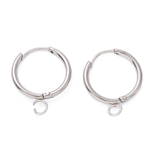 

PandaHall 201 Stainless Steel Huggie Hoop Earring Findings, with Horizontal Loop and 316 Surgical Stainless Steel Pin, Stainless Steel Color...