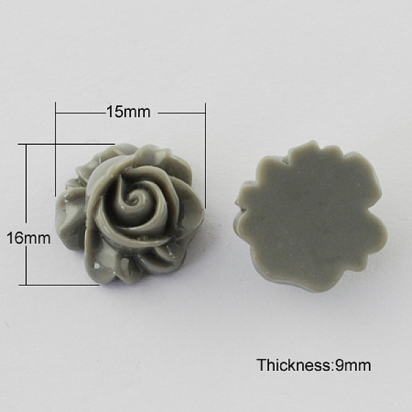 

PandaHall Resin Cabochons, Flower, Dark Gray, 16x15x9mm Resin Flower Gray