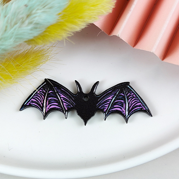 

PandaHall Halloween Themed Printed Acrylic Pendants, Bat, 28x17mm Acrylic Bat Black
