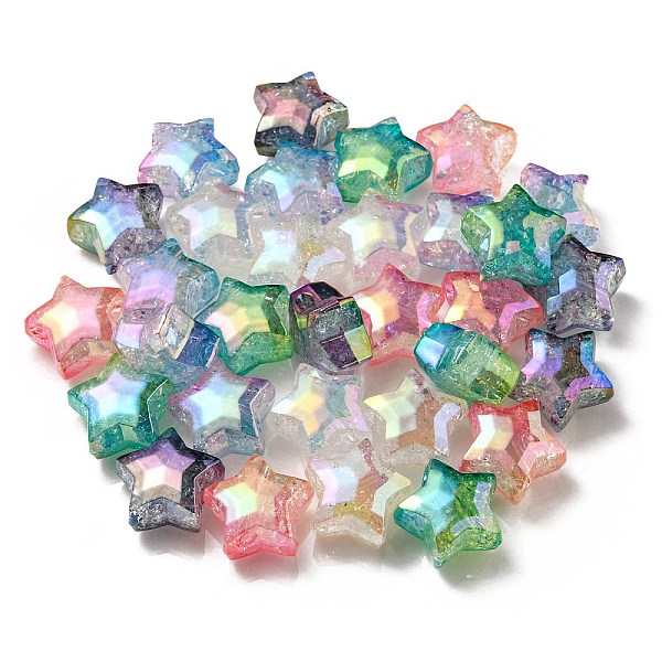 

PandaHall UV Plating Transparent Crackle Acrylic Beads, Gradient Color, Star, Mixed Color, 20x21.5x13mm, Hole: 3mm Acrylic Star Multicolor