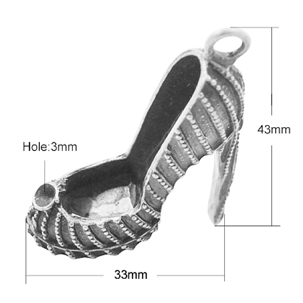 

PandaHall Tibetan Style Alloy Pendants, Lead Free, Shoes, Antique Silver, 43x33x14mm, Hole: 4mm Alloy Shoes