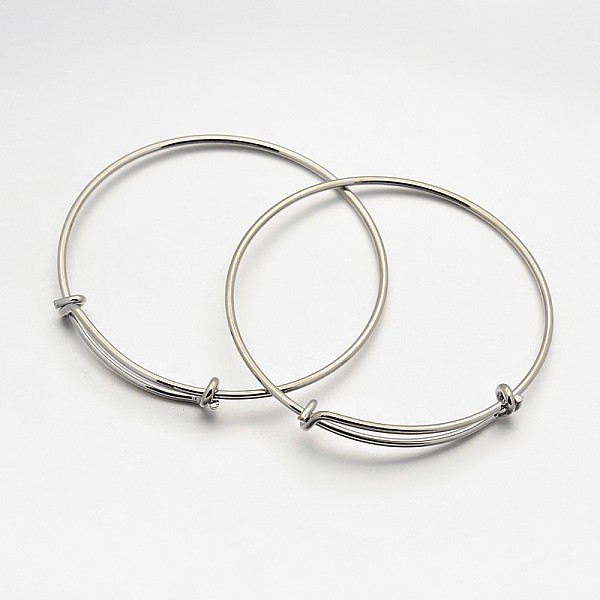 

PandaHall Adjustable Brass Expandable Bangle Making, Nickel Free, Platinum, 64mm Brass