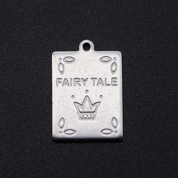 

PandaHall 201 Stainless Steel Pendants, Rectangle with Word FAIRY TALE, Stainless Steel Color, 20x13.5x1mm, Hole: 1.4mm 201 Stainless Steel...
