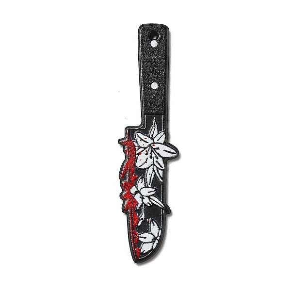 

PandaHall Printed Opaque Acrylic Pendants, Flower, Knife, Flower, 55.3x14x2mm, Hole: 1mm Acrylic Flower