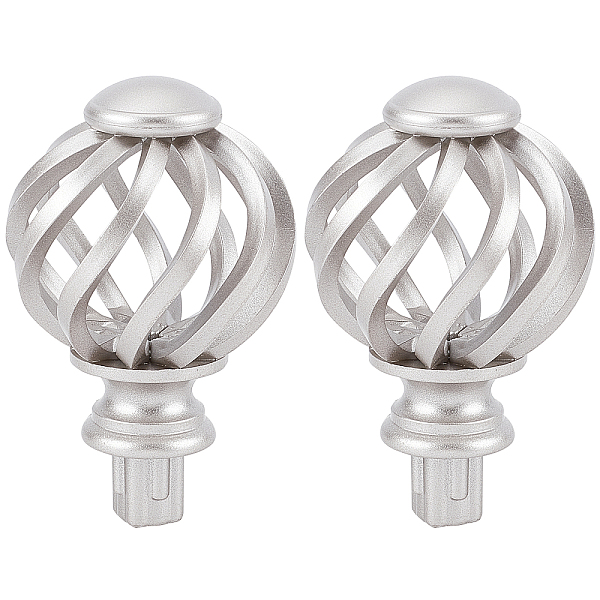 

PandaHall Gorgecraft Plastic Round Curtain Rod Finials, Screws Curtain Rods, Cage, Silver, 89x56mm, pin:15mm, 2pcs/set Plastic Silver