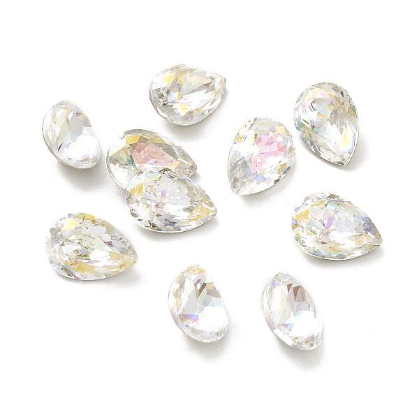 

PandaHall Glass Rhinestone Cabochons, Pointed Back & Back Plated, Faceted, Teardop, Light Crystal AB, 10x7x5mm Glass Rhinestone Teardrop..., Clear